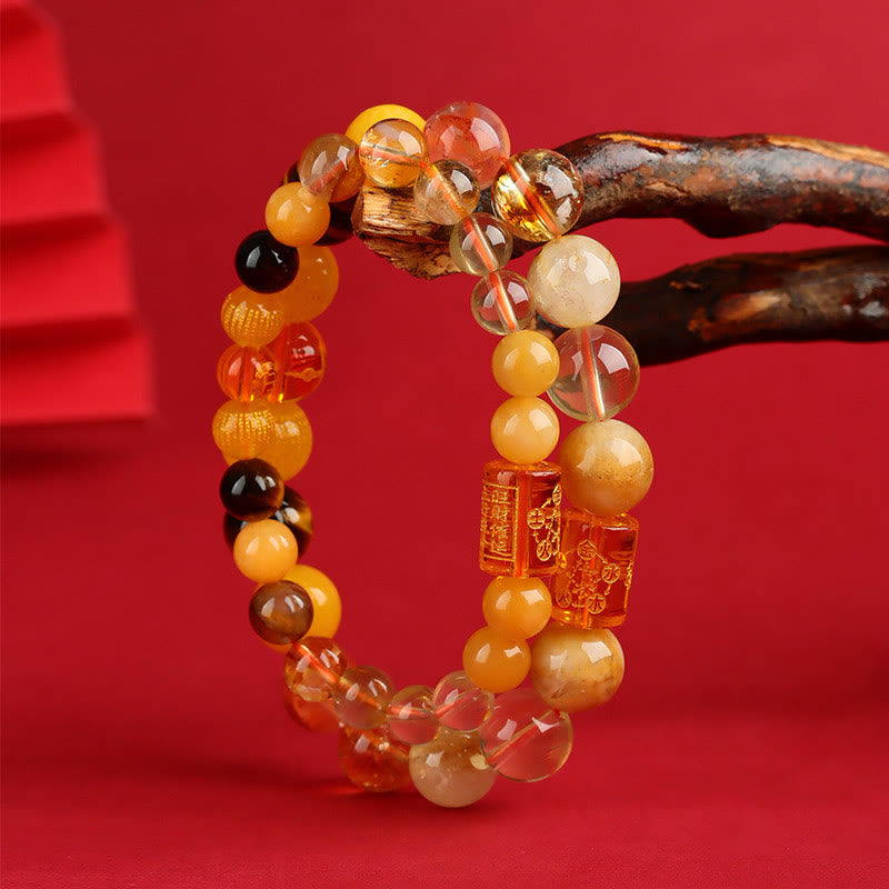 Mythstone Five Elements God Of Wealth Various Crystal Agate Wealth Luck Bracelet