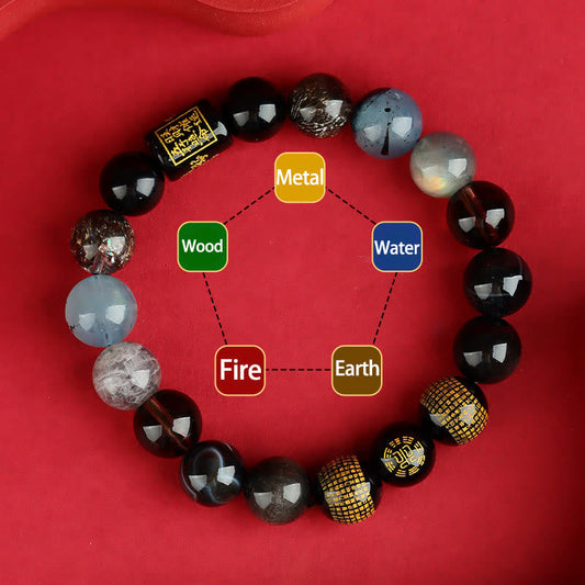 Mythstone Five Elements God Of Wealth Various Crystal Agate Wealth Luck Bracelet