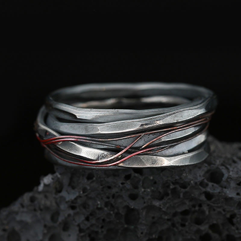 Mythstone 999 Sterling Silver Copper Braid Protection Ring