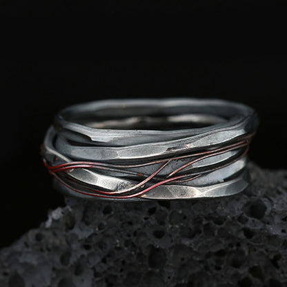 Mythstone 999 Sterling Silver Copper Braid Protection Ring