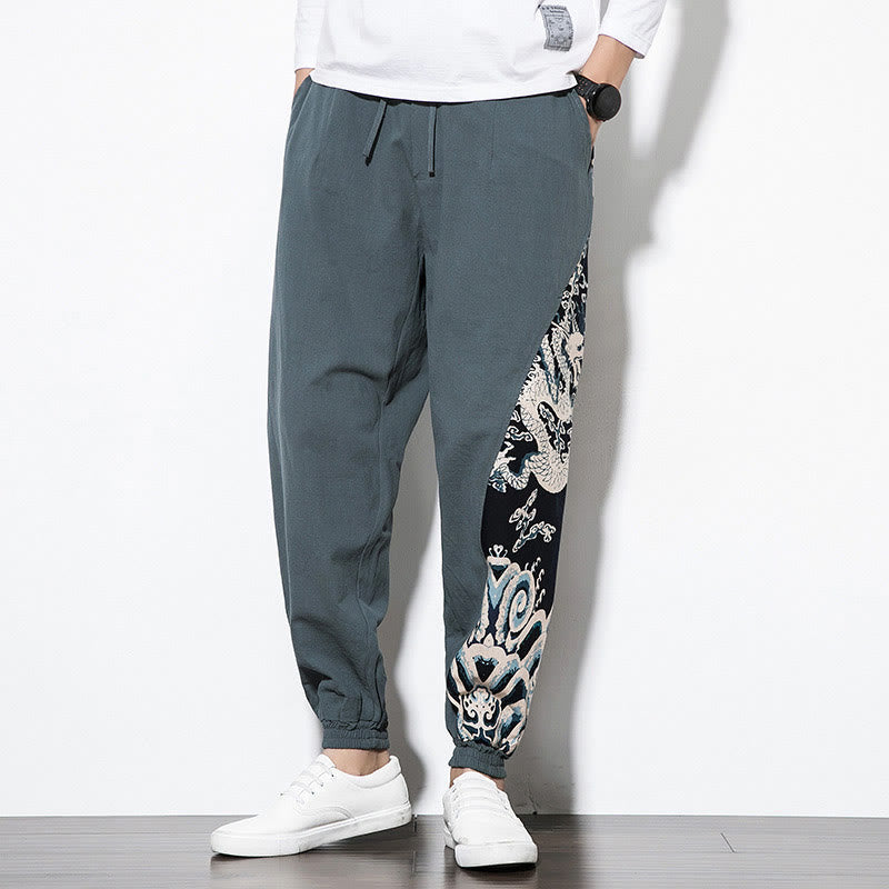 Pantalones de algodón con bolsillos para hombre de Mythstone Summer Dragon Waves 