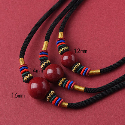 Mythstone Cinnabar Lucky Bead Keep Away Evil Spirits Necklace Pendant