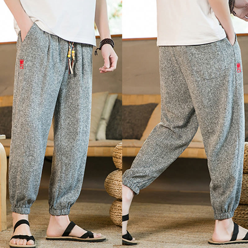 Pantalones harén de algodón con cordón y bolsillos para hombre de Mythstone 