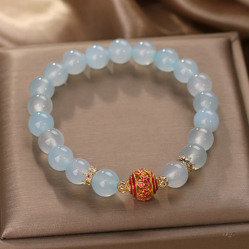 Mythstone Natural Aquamarine Flower Bead Healing Bracelet