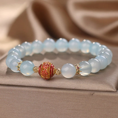 Mythstone Natural Aquamarine Flower Bead Healing Bracelet