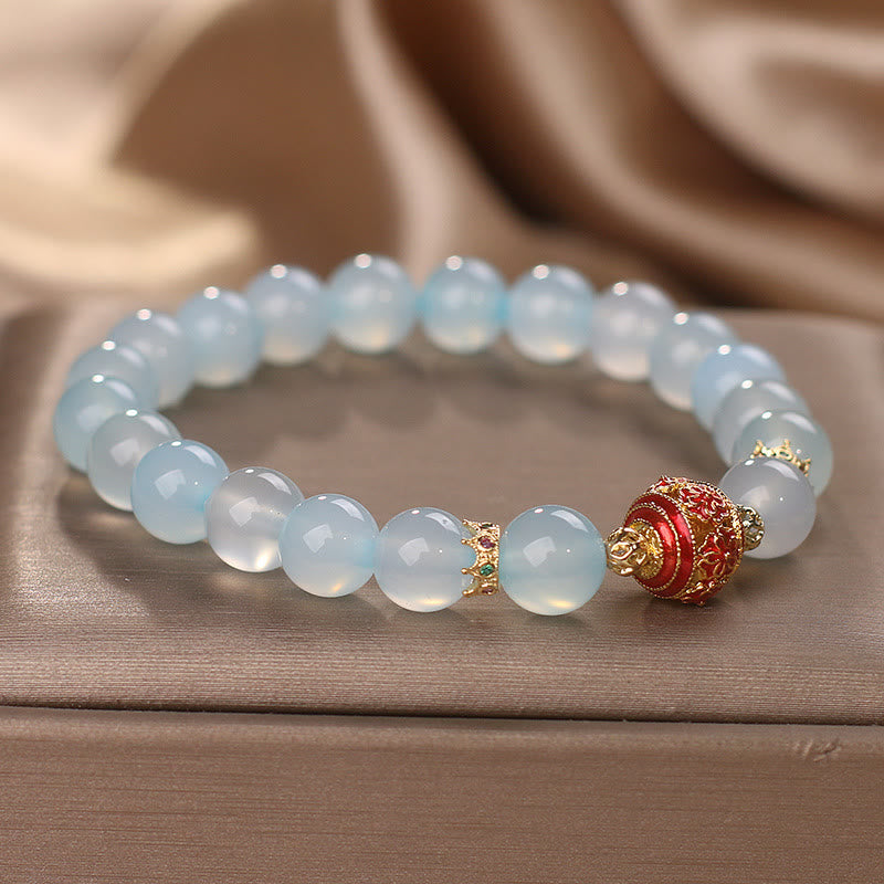 Mythstone Natural Aquamarine Flower Bead Healing Bracelet