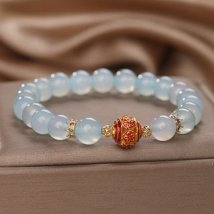 Mythstone Natural Aquamarine Flower Bead Healing Bracelet