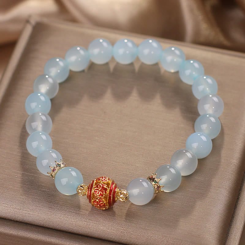 Mythstone Natural Aquamarine Flower Bead Healing Bracelet