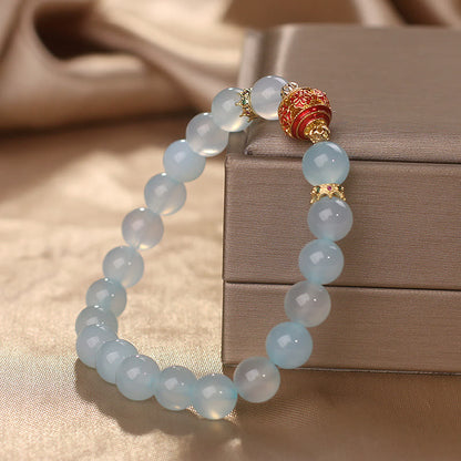 Mythstone Natural Aquamarine Flower Bead Healing Bracelet