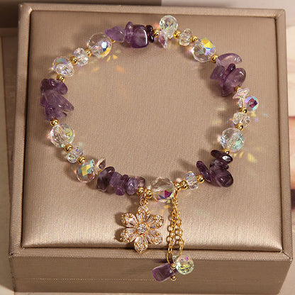 Mythstone Amethyst Citrine White Crystal Zircon Flower Spiritual Healing Bracelet