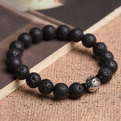 Mythstone Lava Rock Beads White Copper PiXiu Wealth Bracelet