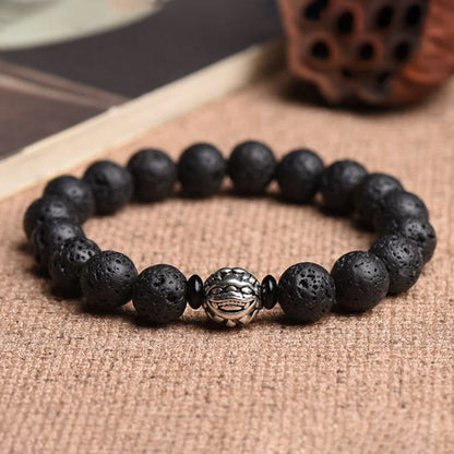 Mythstone Lava Rock Beads White Copper PiXiu Wealth Bracelet