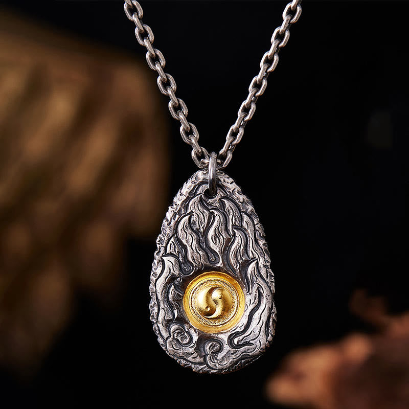 Mythstone 999 Sterling Silver 999 Gold Tai Chi Yin Yang Necklace Pendant