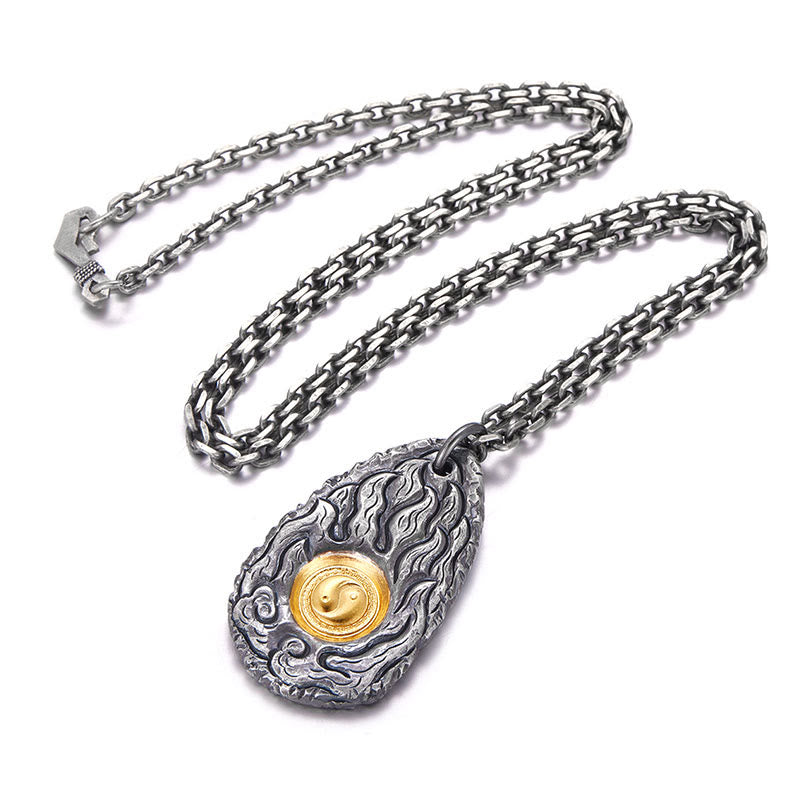 Mythstone 999 Sterling Silver 999 Gold Tai Chi Yin Yang Necklace Pendant