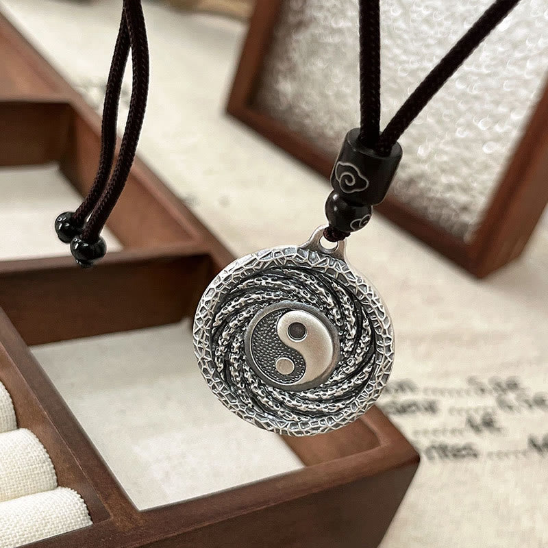 Mythstone 999 Sterling Silver Tai Chi Yin Yang Bagua Design Mountain Ghosts Spend Money Necklace Pendant