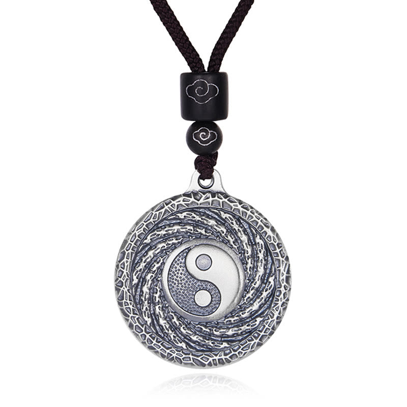 Mythstone 999 Sterling Silver Tai Chi Yin Yang Bagua Design Mountain Ghosts Spend Money Necklace Pendant