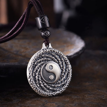 Mythstone 999 Sterling Silver Tai Chi Yin Yang Bagua Design Mountain Ghosts Spend Money Necklace Pendant