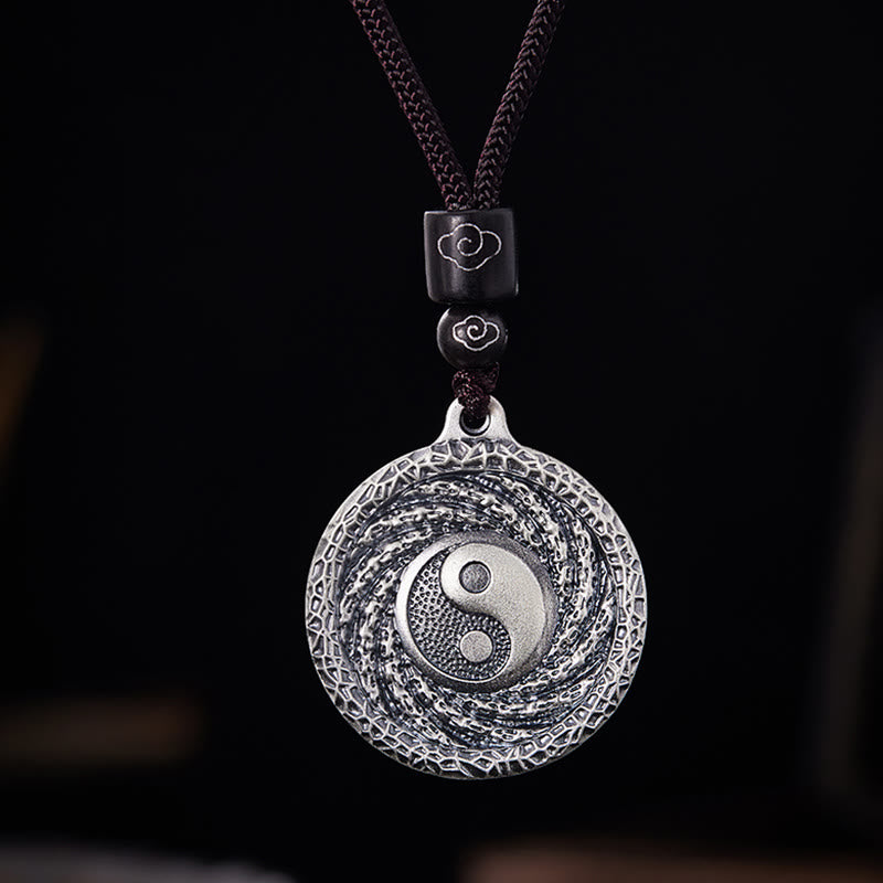 Mythstone 999 Sterling Silver Tai Chi Yin Yang Bagua Design Mountain Ghosts Spend Money Necklace Pendant