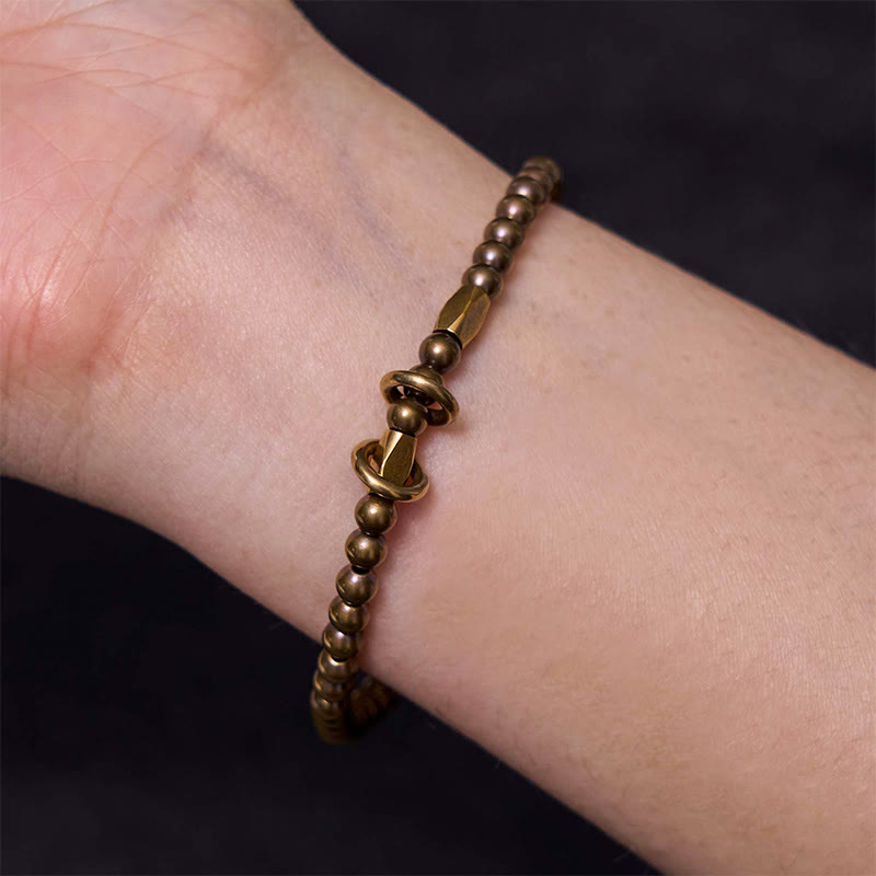 Mythstone Wealth Self Care Copper Brass Beads Design Couple Bracelet