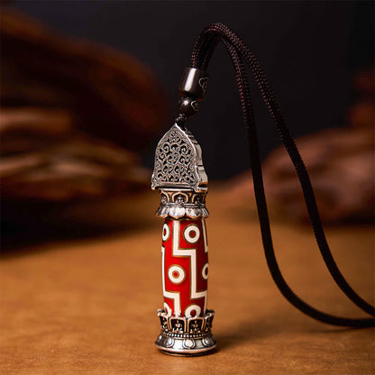 Mythstone Tibetan Medicine Buddha Nine-Eye Dzi Bead Protection Necklace Pendant