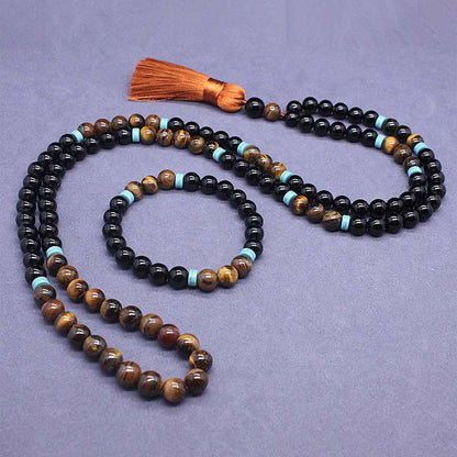 MythStone Tibetan Black Onyx Peaceful Mala Set