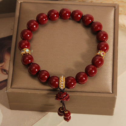 Mythstone Cinnabar Lotus Blessing Charm Bracelet