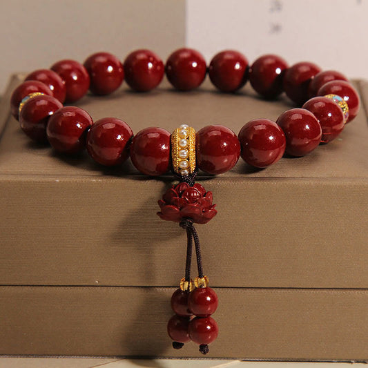 Mythstone Cinnabar Lotus Blessing Charm Bracelet