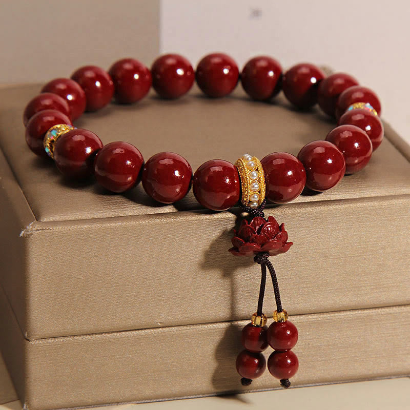 Mythstone Cinnabar Lotus Blessing Charm Bracelet