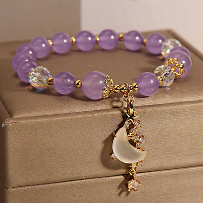 Mythstone Amethyst Moon Star Chalcedony Spiritual Healing Bracelet