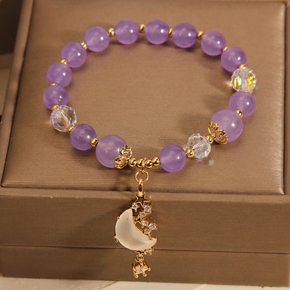 Mythstone Amethyst Moon Star Chalcedony Spiritual Healing Bracelet