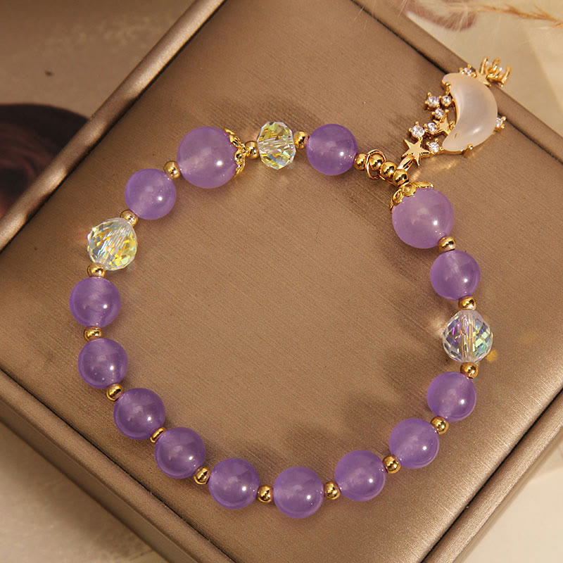 Mythstone Amethyst Moon Star Chalcedony Spiritual Healing Bracelet