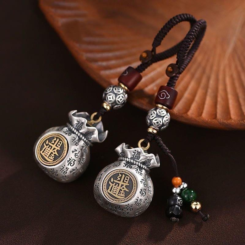 Mythstone Fu Character Money Bag Making Money Every Day Fortune Key Chain