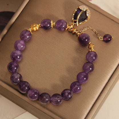 Mythstone Amethyst Lily Charm Balance Healing Bracelet