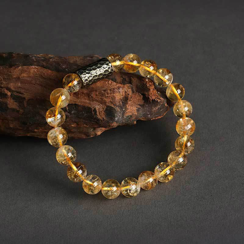 Mythstone Citrine Sandalwood Bodhi Seed Protection Double Wrap Bracelet