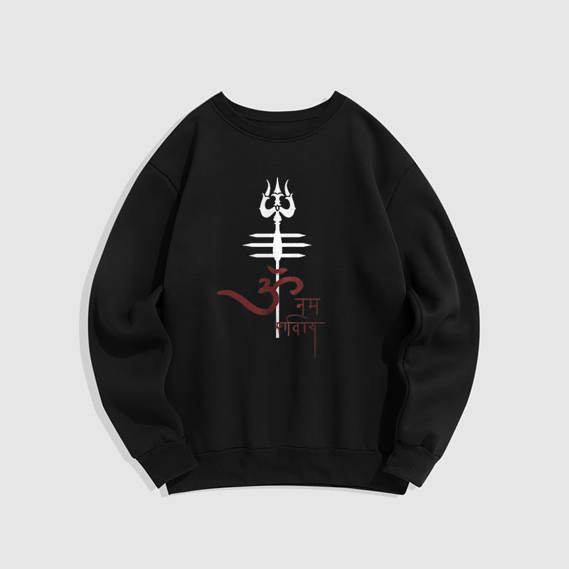 Mythstone OM NAMAH SHIVAYA Trident Fleece Lined Polyester Sweatshirt