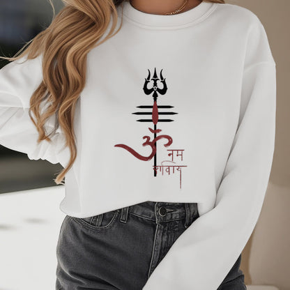 Mythstone OM NAMAH SHIVAYA Trident Fleece Lined Polyester Sweatshirt