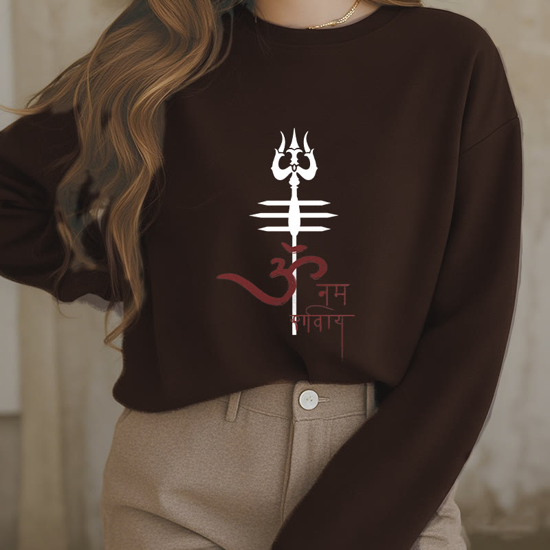 Mythstone OM NAMAH SHIVAYA Trident Fleece Lined Polyester Sweatshirt