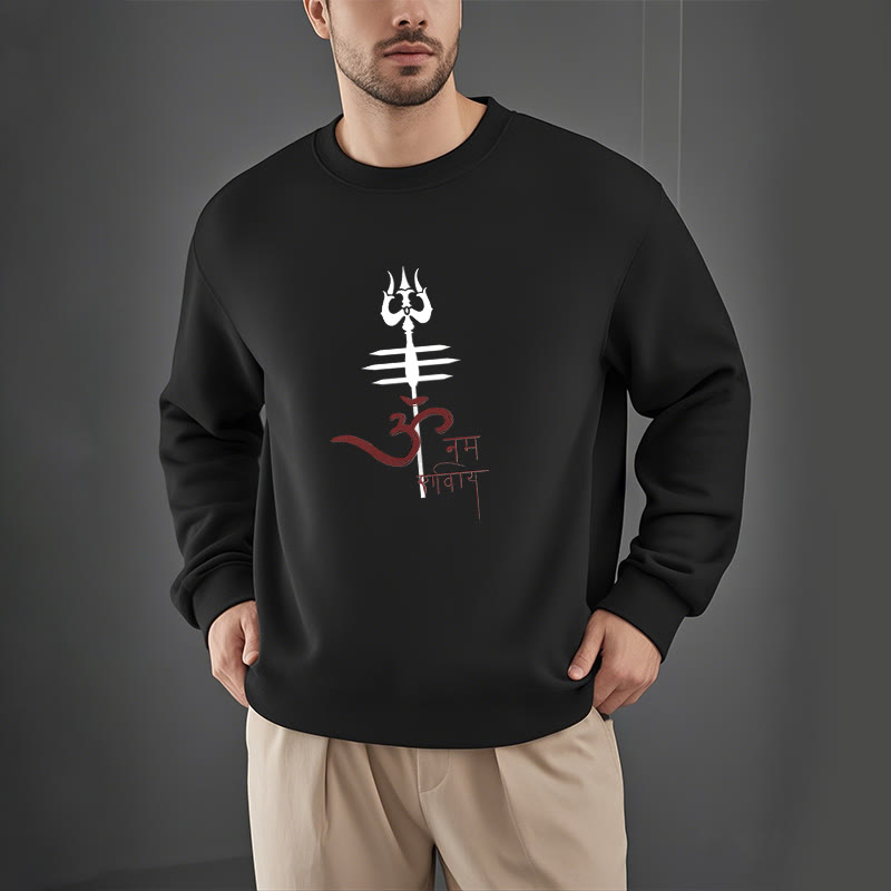 Mythstone OM NAMAH SHIVAYA Trident Fleece Lined Polyester Sweatshirt