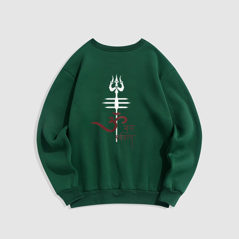 Mythstone OM NAMAH SHIVAYA Trident Fleece Lined Polyester Sweatshirt