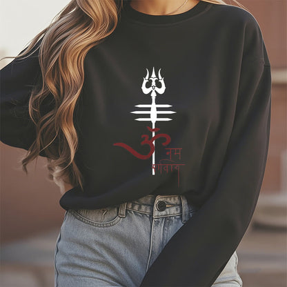 Mythstone OM NAMAH SHIVAYA Trident Fleece Lined Polyester Sweatshirt