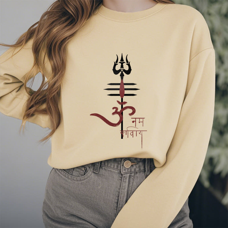 Mythstone OM NAMAH SHIVAYA Trident Fleece Lined Polyester Sweatshirt