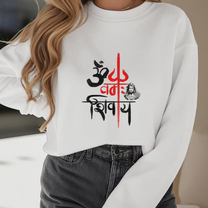 Sudadera de poliéster con forro polar y tridente rojo OM NAMAH SHIVAYA de Mythstone 