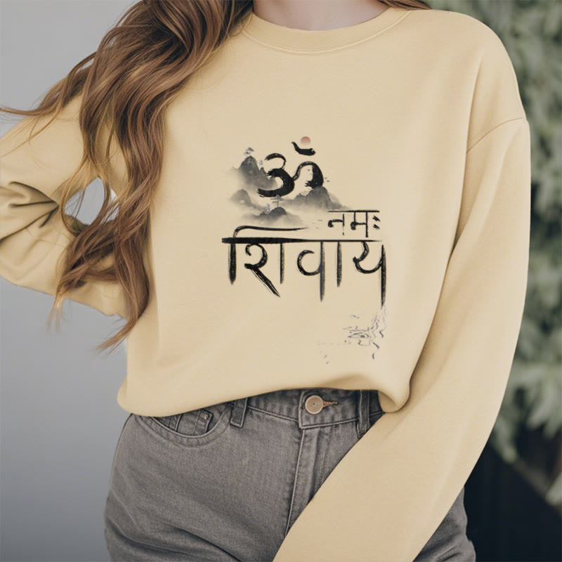 Sudadera de poliéster con forro polar de montaña OM NAMAH SHIVAYA de Mythstone 