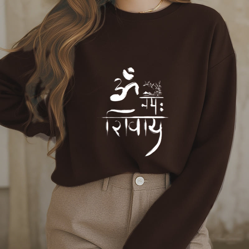 Mythstone OM NAMAH SHIVAYA Crane Bamboo Fleece Lined Polyester Sweatshirt