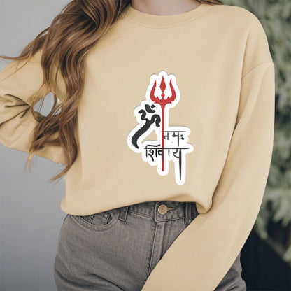 Mythstone OM NAMAH SHIVAYA Red Trident Profile Fleece Lined Polyester Sweatshirt