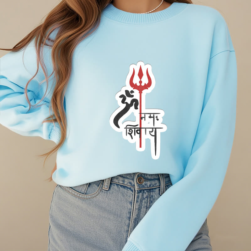 Mythstone OM NAMAH SHIVAYA Red Trident Profile Fleece Lined Polyester Sweatshirt