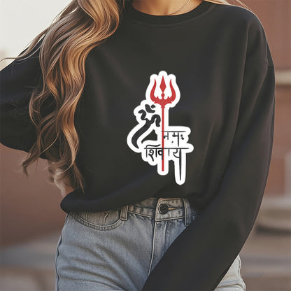 Mythstone OM NAMAH SHIVAYA Red Trident Profile Fleece Lined Polyester Sweatshirt