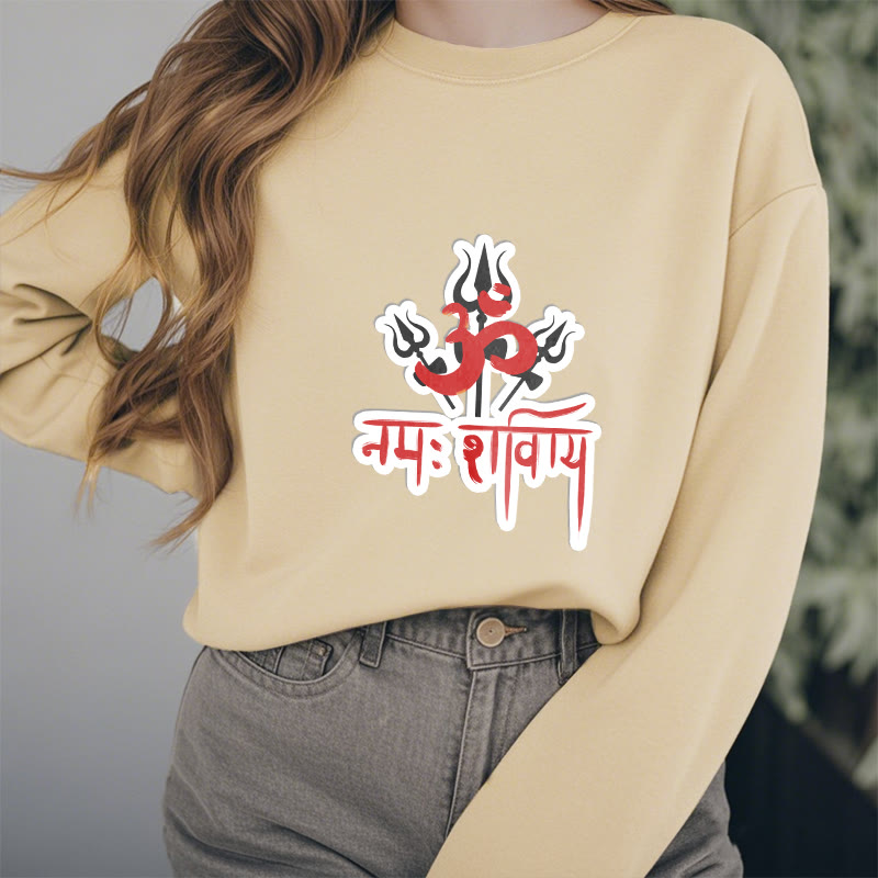 Mythstone OM NAMAH SHIVAYA Three Tridents Fleece Lined Polyester Sweatshirt