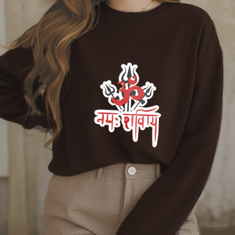 Mythstone OM NAMAH SHIVAYA Three Tridents Fleece Lined Polyester Sweatshirt