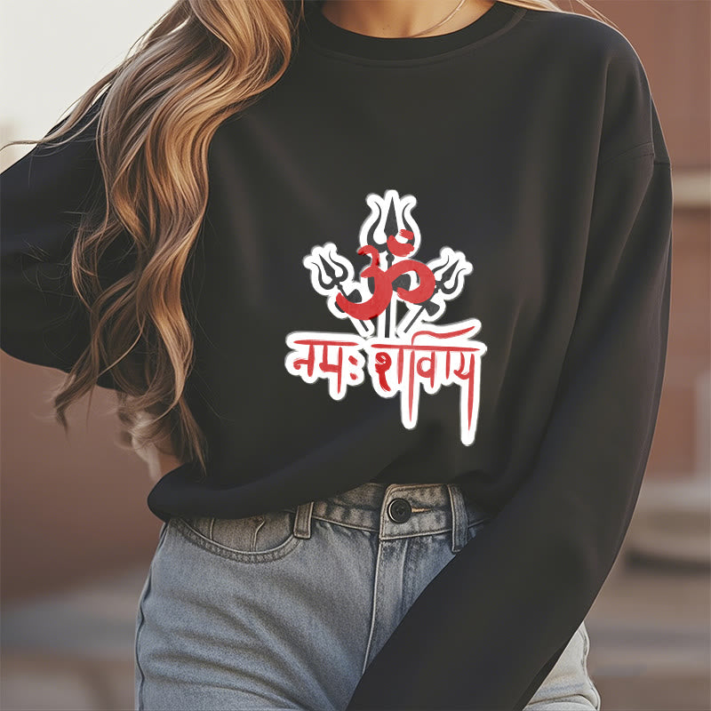 Mythstone OM NAMAH SHIVAYA Three Tridents Fleece Lined Polyester Sweatshirt